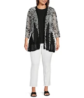 Ali Miles Plus Size Crepe Lux Crew Neck Sleeveless Tank
