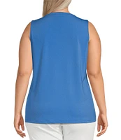 Ali Miles Plus Size Crepe Lux Crew Neck Sleeveless Tank
