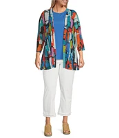 Ali Miles Plus Size Crepe Lux Crew Neck Sleeveless Tank