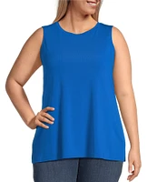 Ali Miles Plus Size Crepe Lux Crew Neck Sleeveless Tank