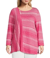 Ali Miles Plus Size Textured Knit Round Neck Long Sleeve Top