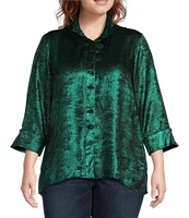 Ali Miles Plus Size Wire Collar 3/4 Sleeve Button-Front Tunic