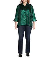 Ali Miles Plus Size Wire Collar 3/4 Sleeve Button-Front Tunic