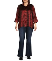 Ali Miles Plus Size Wire Collar 3/4 Sleeve Button-Front Tunic