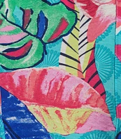 Ali Miles Plus Size Woven Tropical Leaf Print Round Neck 3/4 Sleeve Top