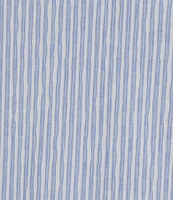 Ali Miles Plus Size Woven Yarn-Dye Striped Wire Neck 3/4 Sleeve Hi-Low Hem Button Front Tunic
