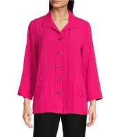 Ali Miles Point Collar 3/4 Sleeve Button Front Tunic