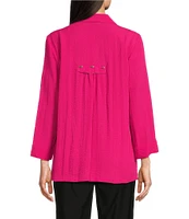 Ali Miles Point Collar 3/4 Sleeve Button Front Tunic