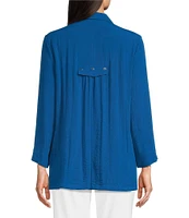 Ali Miles Point Collar 3/4 Sleeve Button Front Tunic