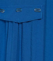 Ali Miles Point Collar 3/4 Sleeve Button Front Tunic