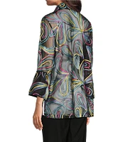 Ali Miles Point Collar 3/4 Sleeve Mesh Soutache Embroidered Jacket
