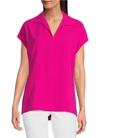 Ali Miles Point Collar Cap Sleeve Popover Tunic
