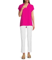 Ali Miles Point Collar Cap Sleeve Popover Tunic