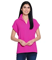 Ali Miles Point Collar Cap Sleeve Popover Tunic