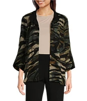 Ali Miles Print Stretch Collared 3/4 Sleeve Jacket
