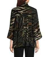 Ali Miles Print Stretch Collared 3/4 Sleeve Jacket