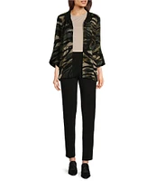 Ali Miles Print Stretch Collared 3/4 Sleeve Jacket