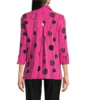 Ali Miles Printed Crinkle Wire Collar 3/4 Sleeve Button Front Tunic
