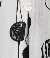 Ali Miles Printed Crinkle Wire Collar 3/4 Sleeve Button Front Tunic