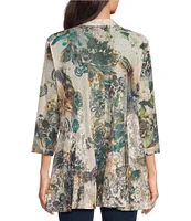 Ali Miles Printed Open Front 3/4 Sleeve Kimono