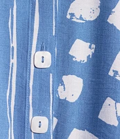 Ali Miles Printed Wire Collar 3/4 Sleeve Button-Front Tunic