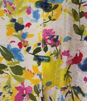 Ali Miles Water Effect Floral Print Wire Collar 3/4 Sleeve Button Front Tunic
