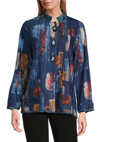 Ali Miles Reversible Printed Collared Long Sleeve Jacket