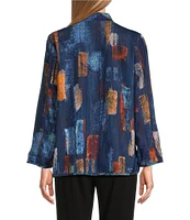 Ali Miles Reversible Printed Collared Long Sleeve Jacket