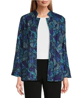 Ali Miles Reversible Printed Collared Long Sleeve Jacket