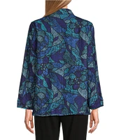 Ali Miles Reversible Printed Collared Long Sleeve Jacket