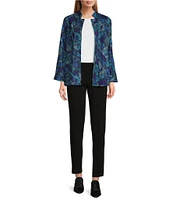 Ali Miles Reversible Printed Collared Long Sleeve Jacket