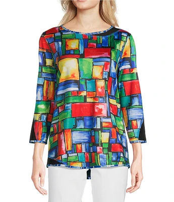 Ali Miles Reversible Round Neck 3/4 Sleeve Hi-Low Tunic