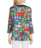 Ali Miles Reversible Round Neck 3/4 Sleeve Hi-Low Tunic