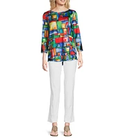 Ali Miles Reversible Round Neck 3/4 Sleeve Hi-Low Tunic