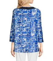 Ali Miles Reversible Round Neck 3/4 Sleeve Hi-Low Tunic
