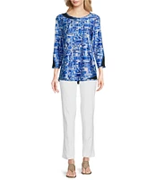 Ali Miles Reversible Round Neck 3/4 Sleeve Hi-Low Tunic