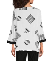 Ali Miles Round Neck 3/4 Sleeve Print Popover Tunic