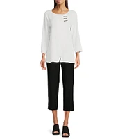Ali Miles Round Neck 3/4 Sleeve Tunic