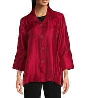 Ali Miles Shimmer Collared 3/4 Wide Sleeve Button Up Jacket