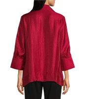 Ali Miles Shimmer Collared 3/4 Wide Sleeve Button Up Jacket