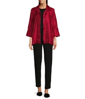 Ali Miles Shimmer Collared 3/4 Wide Sleeve Button Up Jacket