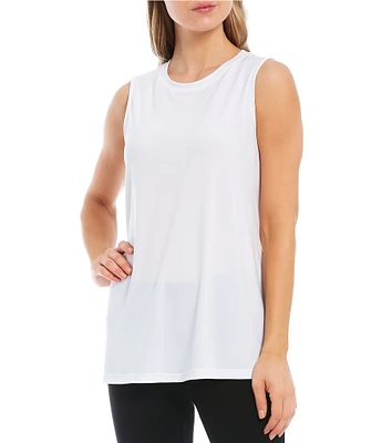 Ali Miles Crepe Luxe Sleeveless Round Neck Tank