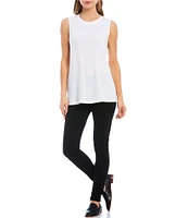 Ali Miles Crepe Luxe Sleeveless Round Neck Tank