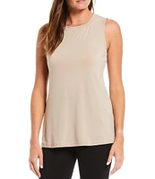 Ali Miles Crepe Luxe Sleeveless Round Neck Tank