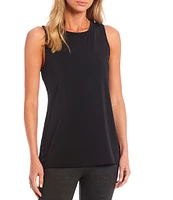 Ali Miles Crepe Luxe Sleeveless Round Neck Tank
