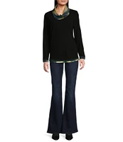 Ali Miles Stretch Knit Cowl Neck Long Sleeve Tunic