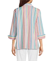 Ali Miles Stripe 3/4 Cuff Sleeve Popover Tunic