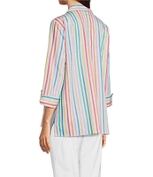 Ali Miles Stripe 3/4 Cuff Sleeve Popover Tunic