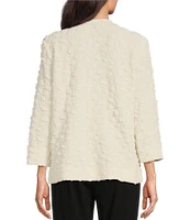 Ali Miles Textured Knit Crew Neckline 3/4 Sleeve Jacket