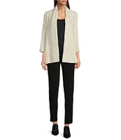 Ali Miles Textured Knit Open Front 3/4 Sleeve Cardigan